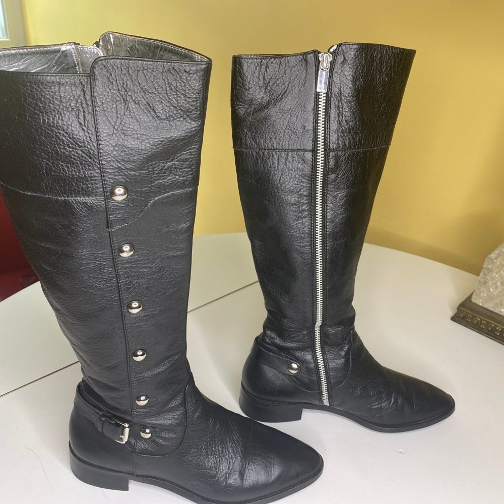 MICHAEL KORS Carney Blk Leather Stud Riding Boots!
